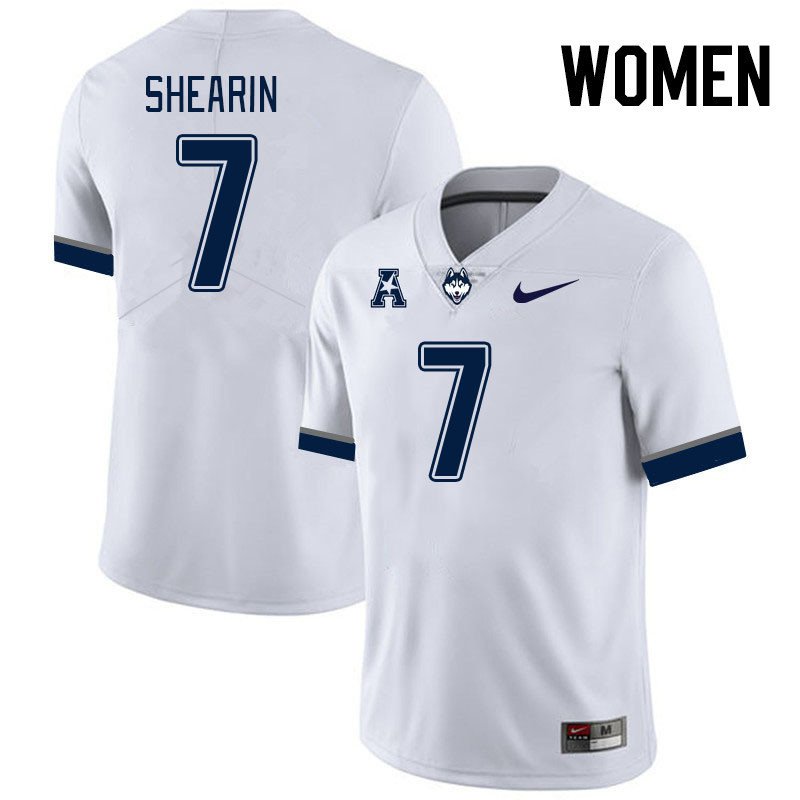 Women #7 Chris Shearin Connecticut Huskies College Football Jerseys Stitched Sale-White - Click Image to Close